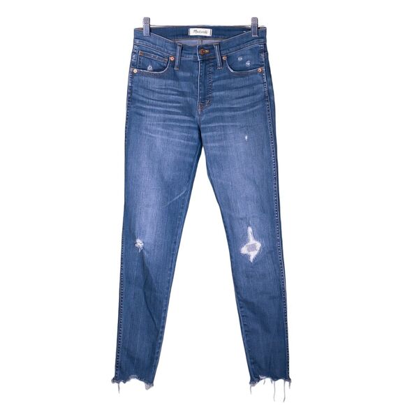 Madewell Jeans Women's Blue Distressed Medium Wash 9" High Rise Skinny Denim 25 - Picture 1 of 10
